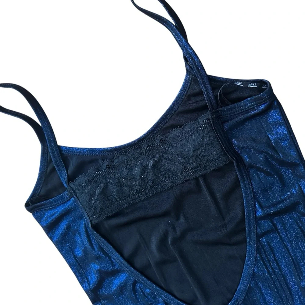BKE Boutique Tank Dress Camisole Shimmering Midnight Blue Size M in EUC
